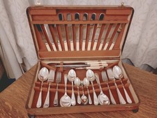Vintage 47 Piece Faux Bone Handle CUTLERY CANTEEN SET - Made in Sheffield