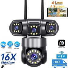 10K 5MP 4-Lens Security Camera 16X Zoom Outdoor CCTV PTZ Cam for Shop Warehouses