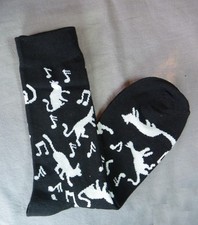 Paire Chaussettes CHAT note musique NOIRE femme homme 39 40 41 42 43 FANTAISIE