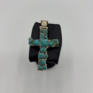 925 Turquoise Chunky Cross Pendant Huge