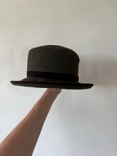 Eric Javits Wide Brim Green Brown 100 Wool Classic Hat Casual Dressy Vintage
