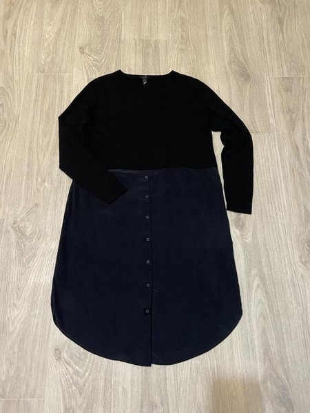 Women COS Dress Black Wool Silk S
