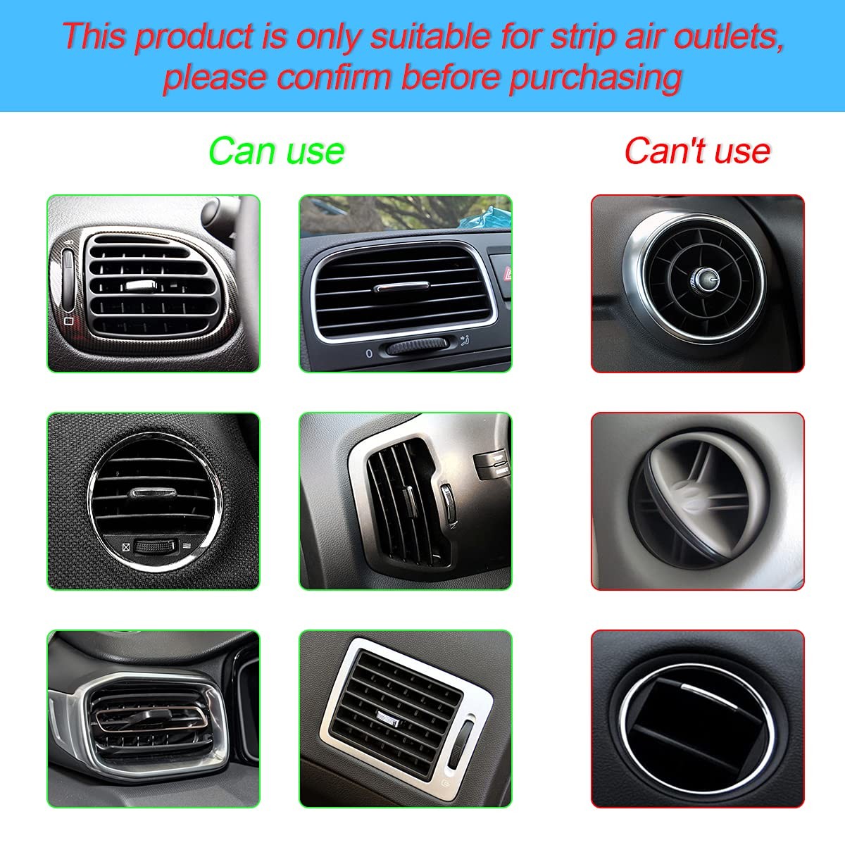 20 Pieces Car Air Conditioner Decoration Strip for Vent Outlet, Universal