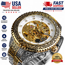 Luxury Skeleton Automatic Watch Men Stainless Steel Mechanical Wristwatch