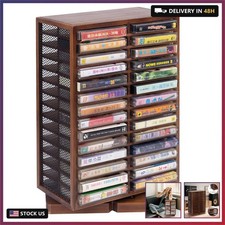 WodGod Cassette Tape Storage Box, Wood Cassette Rack, Wooden Cassette Tape Holde