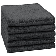 Orighty Washcloths, 5 Pack Microfiber Face Towels, 11.5x11.5 inches, Black