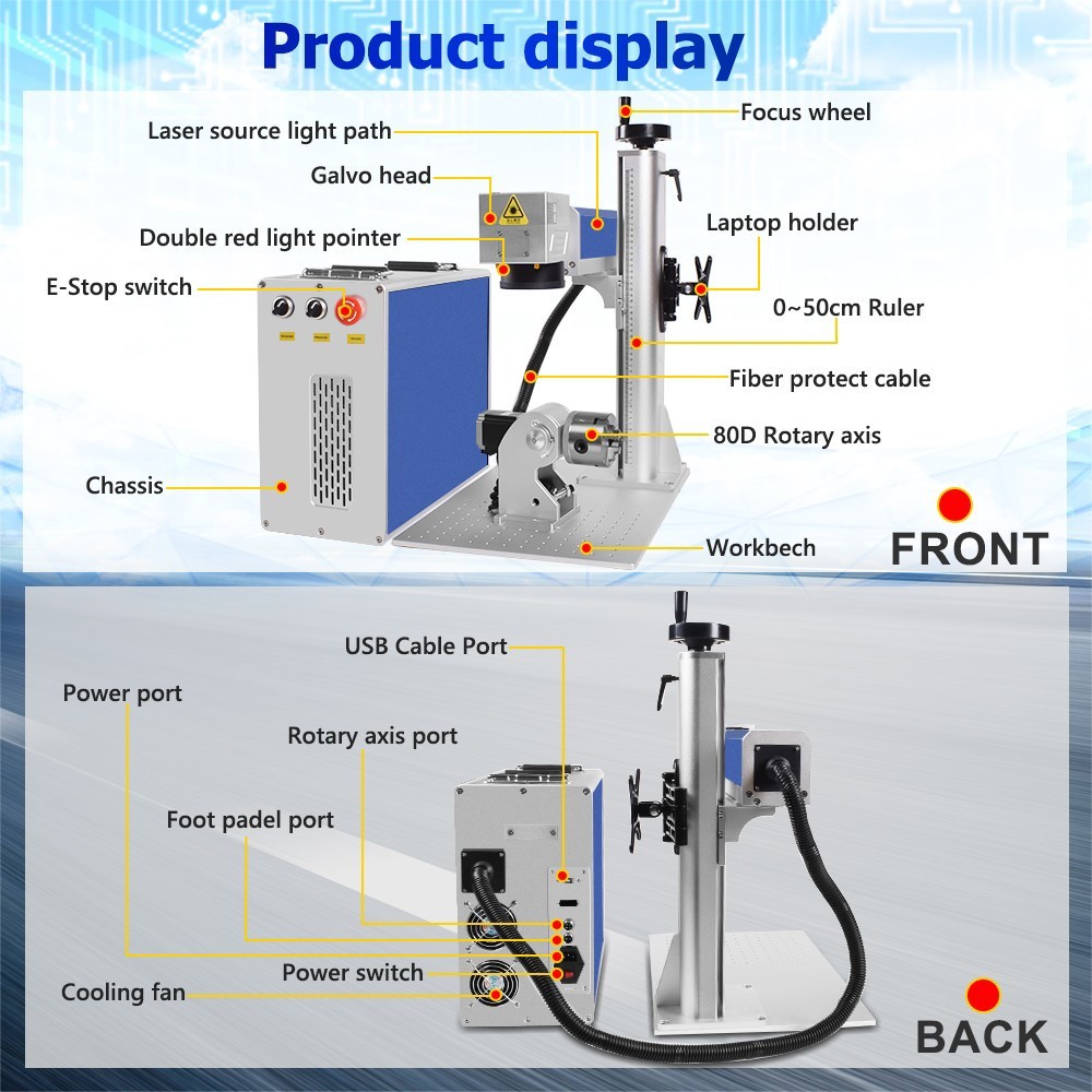 US Stock JPT Mopa M7 100W Fiber Laser Engraver Marking Machine Support  Lightburn