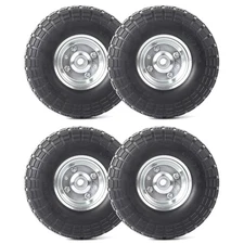 (4-Pack) 10-Inch Solid Rubber Tire Wheels Replacement 4.10/3.50-4"Flat Free