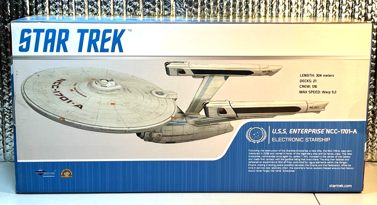 STAR TREK ART ASYLUM LEGENDS ENTERPRISE 1701 A - COMPLETE AND WORKING