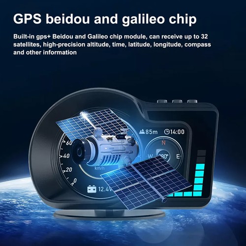 HUD Display Digital Alarm Gauge Car Turbo Speedometer RPM Head Up Temp OBD2 + - Picture 7 of 12