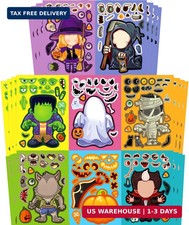 32 Halloween Make-a-Face Sticker Sheets for Kids, Party Favors  Crafts