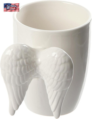 Puckator White Angel Wings Ceramic Shaped Handle Mug - University Essentials - C