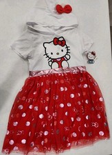 Hello Kitty Mad Engine Hooded Dress Red Tulle Skirt Girl's Size XL 14 Costume