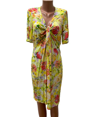 Marc Cain elegant dress summer dress multi-colored floral N3 / 38