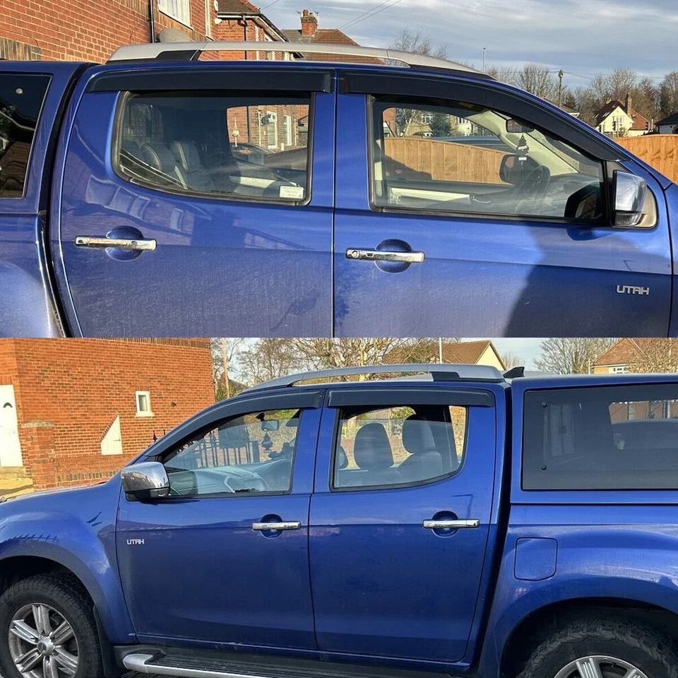 Kleben Windabweiser Regenabweiser Für Isuzu D-MAX ab 2012 bis 2019 4-Tlg Schwarz - Bild 2 von 4