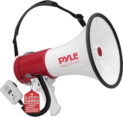 Pyle Portable Megaphone Speaker PA Bullhorn-Built-in Siren, 50W Adjustable... 