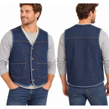 Vintage Carhartt Vest Mens Medium Blue Denim Sherpa Lined Workwear Warm 80s 90s