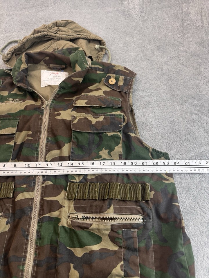 Rothco Tactical Hunting Ranger Vest w/ Hood Camo Zip Pockets XL FREE ...