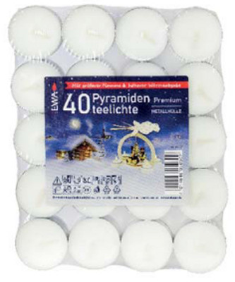 Pyramiden-Teelichte Premium 40er Set große Flamme