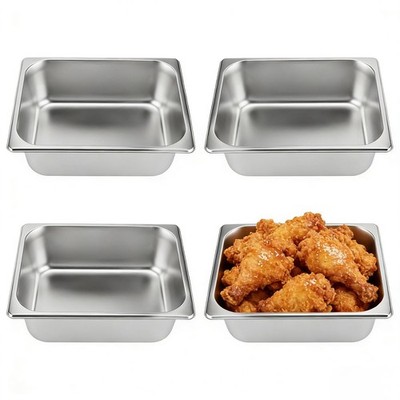 HOIGON 4 Pack 1/2 Size Steam Table Pan, 4 Inch Deep Stainless Steel Hotel Ant...