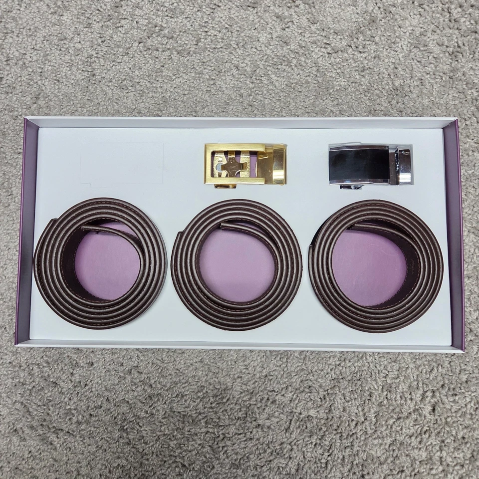 Juego de regalo de cinturón y hebilla ANSON (3 correas + 2 hebillas) trinquete ajustable para hombre Foto 3 de 4