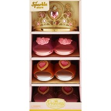 Sparkle Stars Princess Tiara Set w/ 3 Pairs Dress-Up Shoes Pink Brown Purple