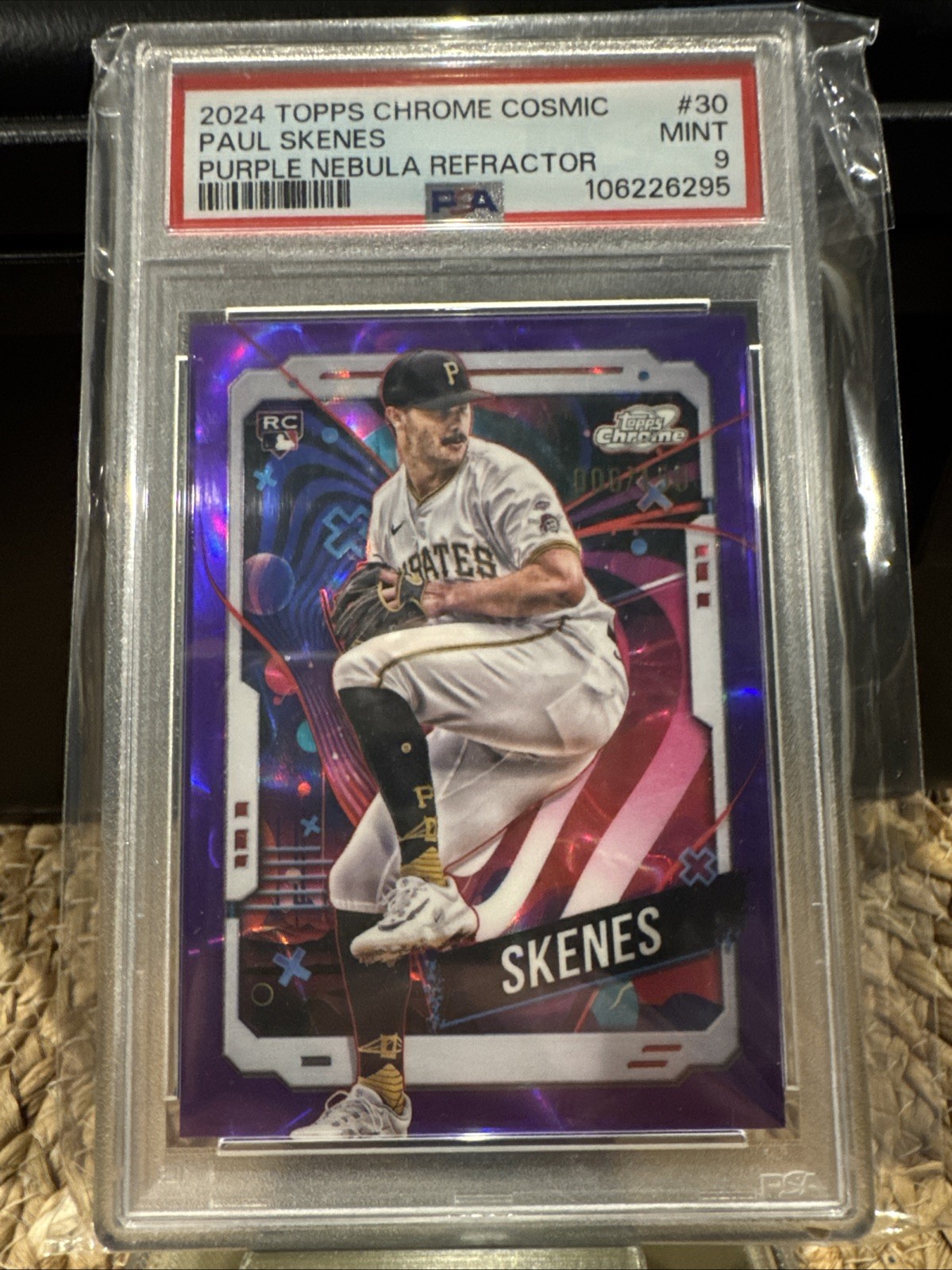 2024 TOPPS CHROME COSMIC PURPLE NEBULA REFRACTOR #30 PAUL SKENES 006/150 PSA 9