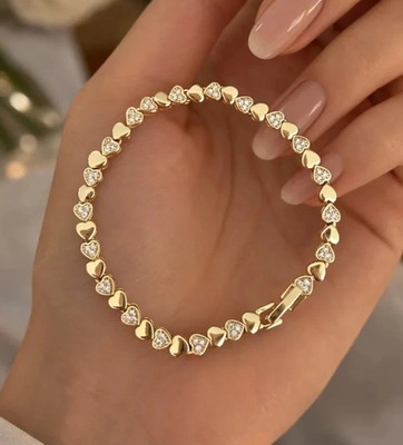 Heart Tennis Bracelet 5Ct Round Cut Lab Created Diamond 14K Yellow Gold Plated