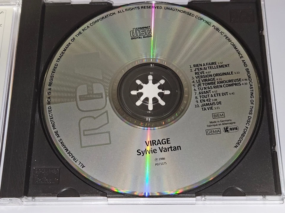 Sylvie Vartan "Virage" CD 10 Songs 1986 RCA Records *Free Shipping* RARE Foto 2 de 4