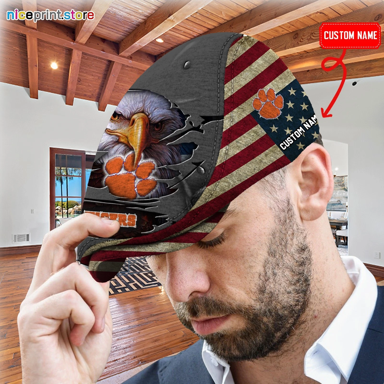 Clemson Team Jeff Cap NCAA Driver Cap Golf Cap Flat Cap for Men