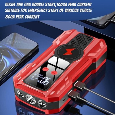 99900mAh Car Jump Starter Portable 2 USB Power Bank Battery Booster Clamp 1000A