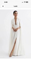 Reiss Grace White Maxi Dress with Cape Size 2