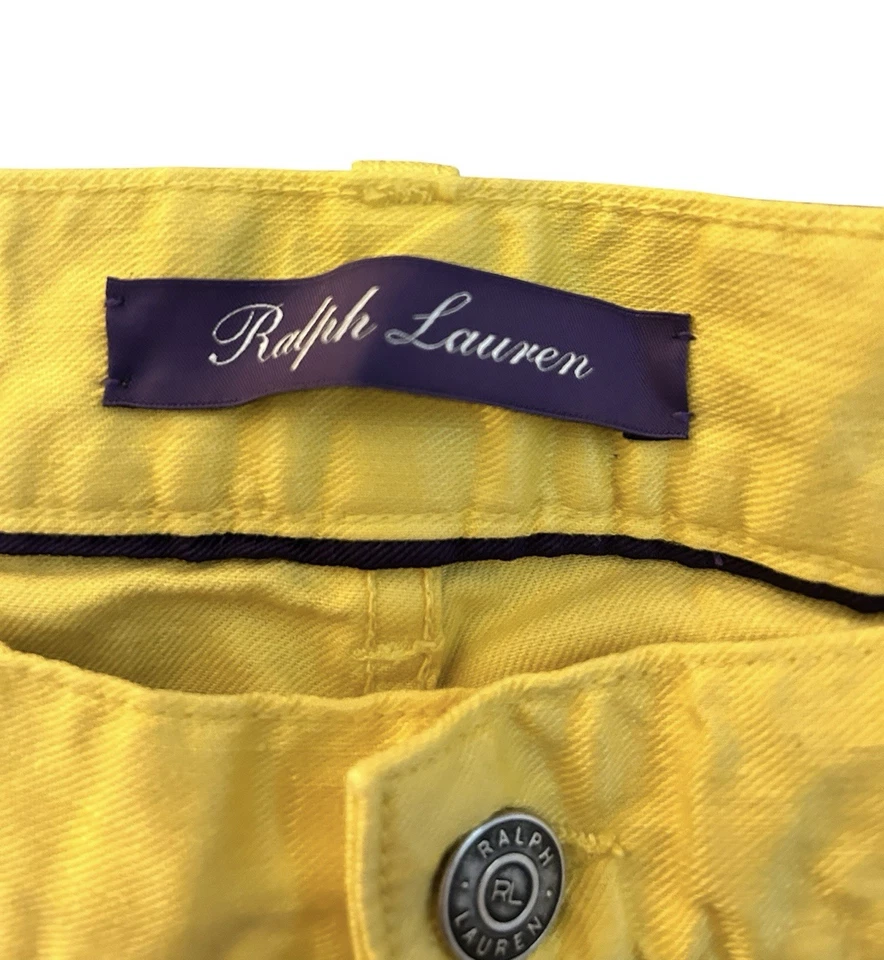 Новый с Ярлыками Ralph Lauren фиолетовый ярлык мужчин 40 x 32 льняной смеси Slim Fit брюки желтый $595 - Изображение 4 из 4