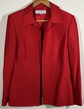 TAHARI Arthur S Levine Silk Blazer Womens UK 16 Red Minimalist Open Front