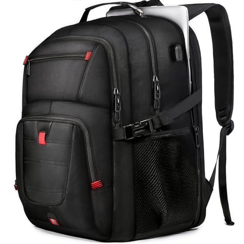 Extra Large 55L Travel Backpack, 18 inch Laptop Bag for Men, 18.4 Inch Black