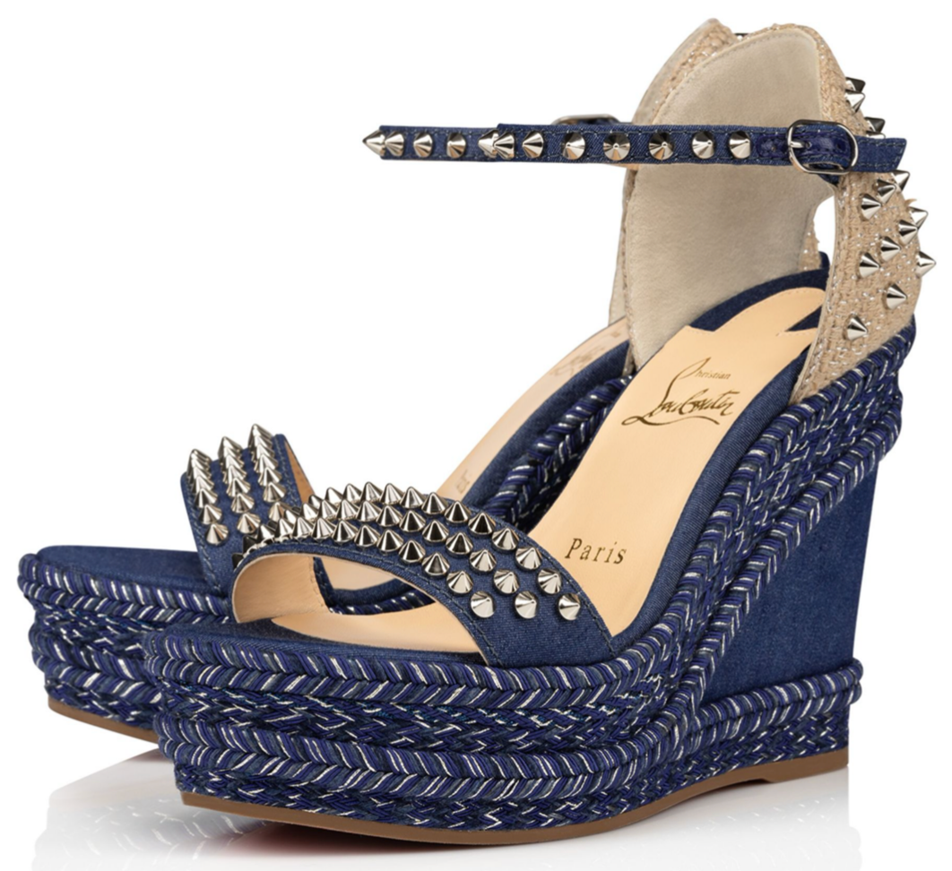 Christian Louboutin Madmonica 120 Blue Denim Platform Wedge Christian Louboutin Madmonica 120 Blue Denim Platform Wedge