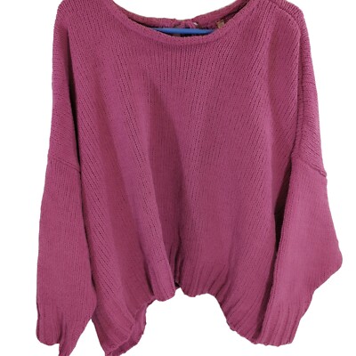 WISHLIST Purple Cable Knit Cut Out Back Sweater M/L Relaxed