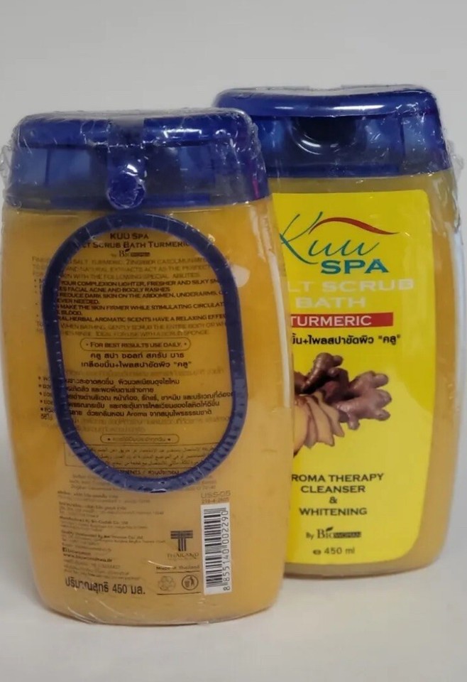 TURMERIC KUU SPA SALT SKIN BODY SCRUB BATH MILK ACNE,DARK SPOTS