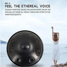 22 Inch Handpan Drum D Kurd 10 Notes 440Hz-w/Bag,Stand,Mallets Mindfulness Gift