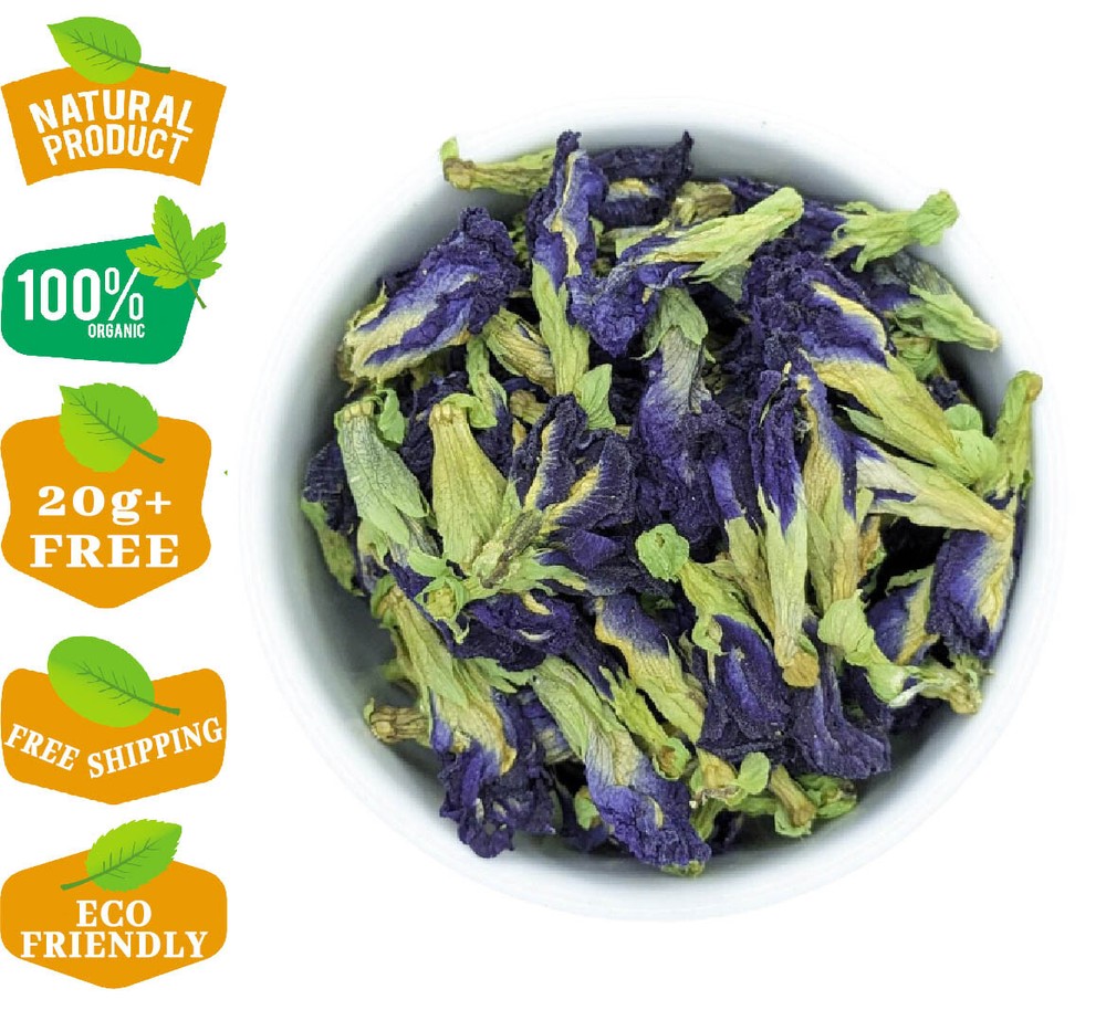 Dried Butterfly Blue Pea Flowers (Clitoria Ternatea) Organic Natural  Herbal Tea