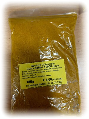 Curry scharf 19000 Scoville 185g Gewürzzubereitung-Gewürze Gütermann (KG 21,62 )