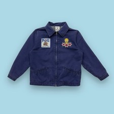 Vintage Warner Bros Studio Tweety EMBROIDERED Full Zip Jacket Kids M Faded Blue