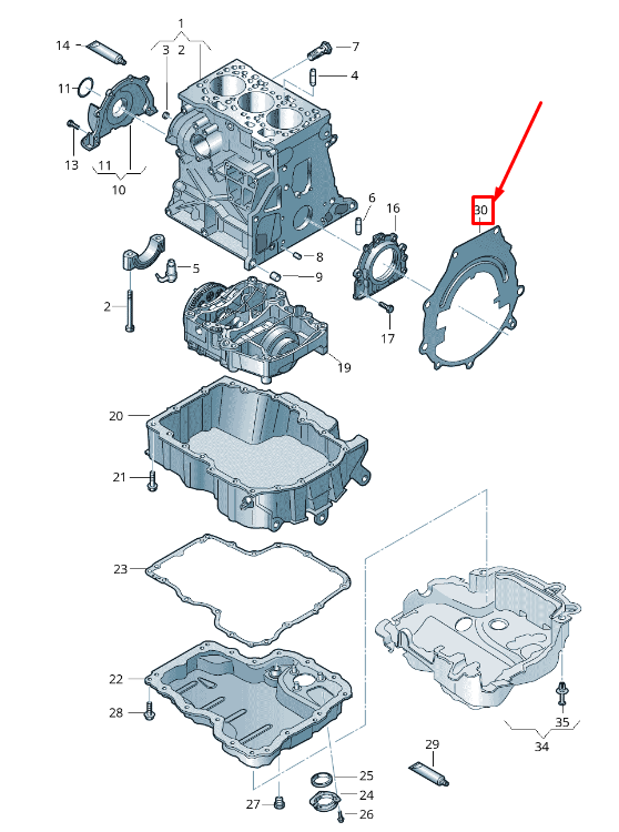 Carter de vilebrequin neuf pour Skoda Rapid NH 04B103647B, original
