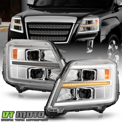 For 2010-2015 GMC Terrain Chrome LED Tube Sequential Signal Projector Headlights