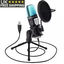 RGB USB Condenser Recording Microphone Pop Filter Mic for PS4 PS5 PC Laptop Game
