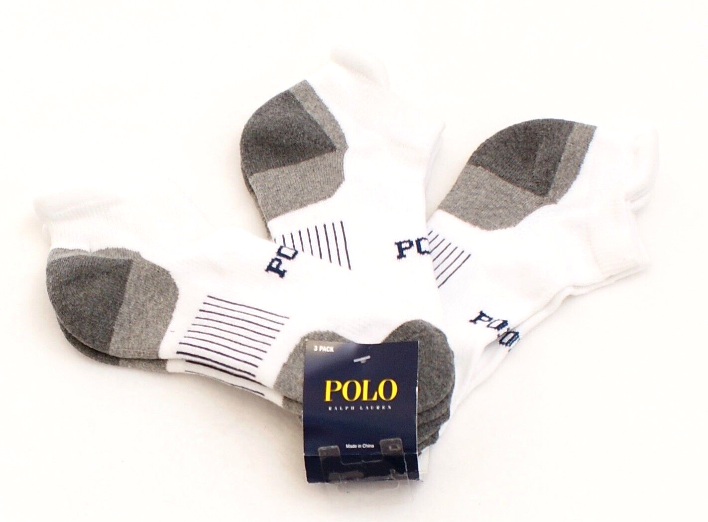 PONY Polo Ralph Lauren calze basse bianche 3 in confezione uomo 6 12 5 nuove con etichette