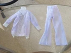 VINTAGE Barbie CLONE Doll Clothes SHEER Pleated BLUE/VIOLET Top And Pants OUTFIT