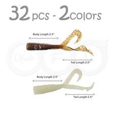 32pcs 5 inch (with tail extended) Twin Tail Perch Grub Scampi Motor Oil Glow @US