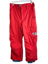 831. burton boys red snow board pants multiple zipper pockets sz L