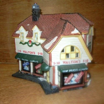 HOLIDAY TIME LIGHTED HOUSE/BUILDING 5-10 WALTON'S SEE THROUGH WINDOWS CORD BOX